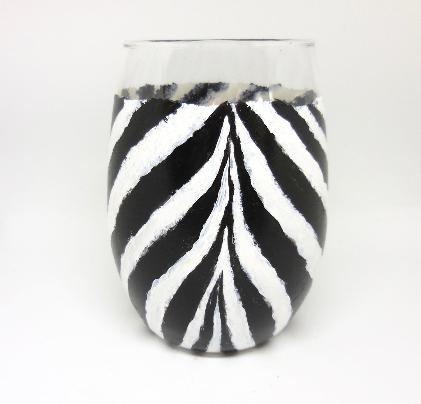 Zebra Stripes Stemless Wine Glass