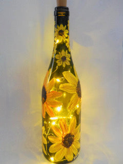 Sunflower Wine Bottle with Lights