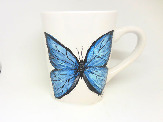 coffee mug with blue butterfly