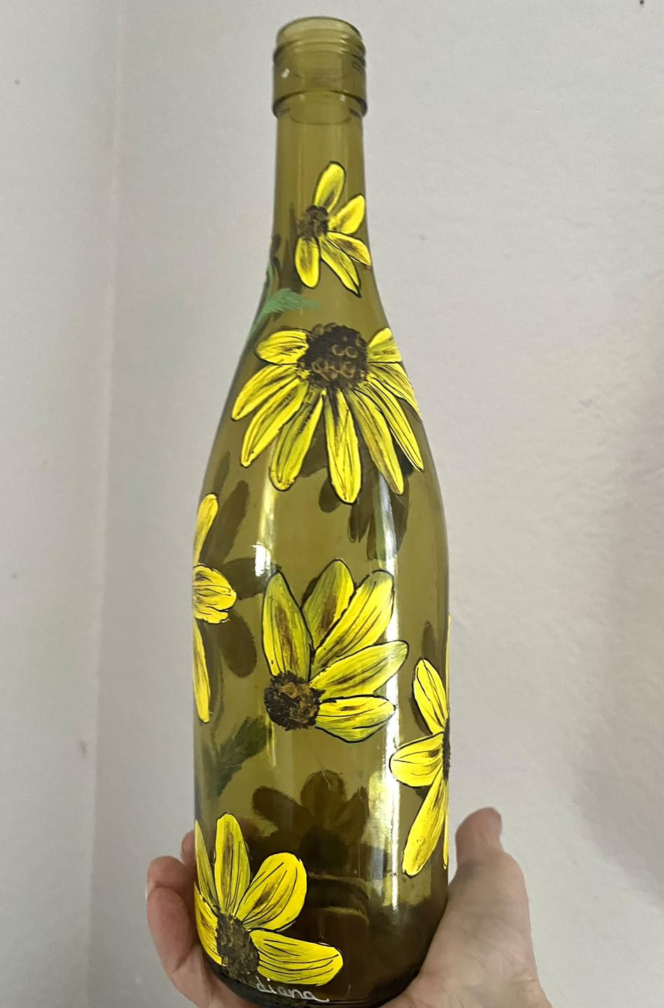 Sunflower Wine Bottle with Lights