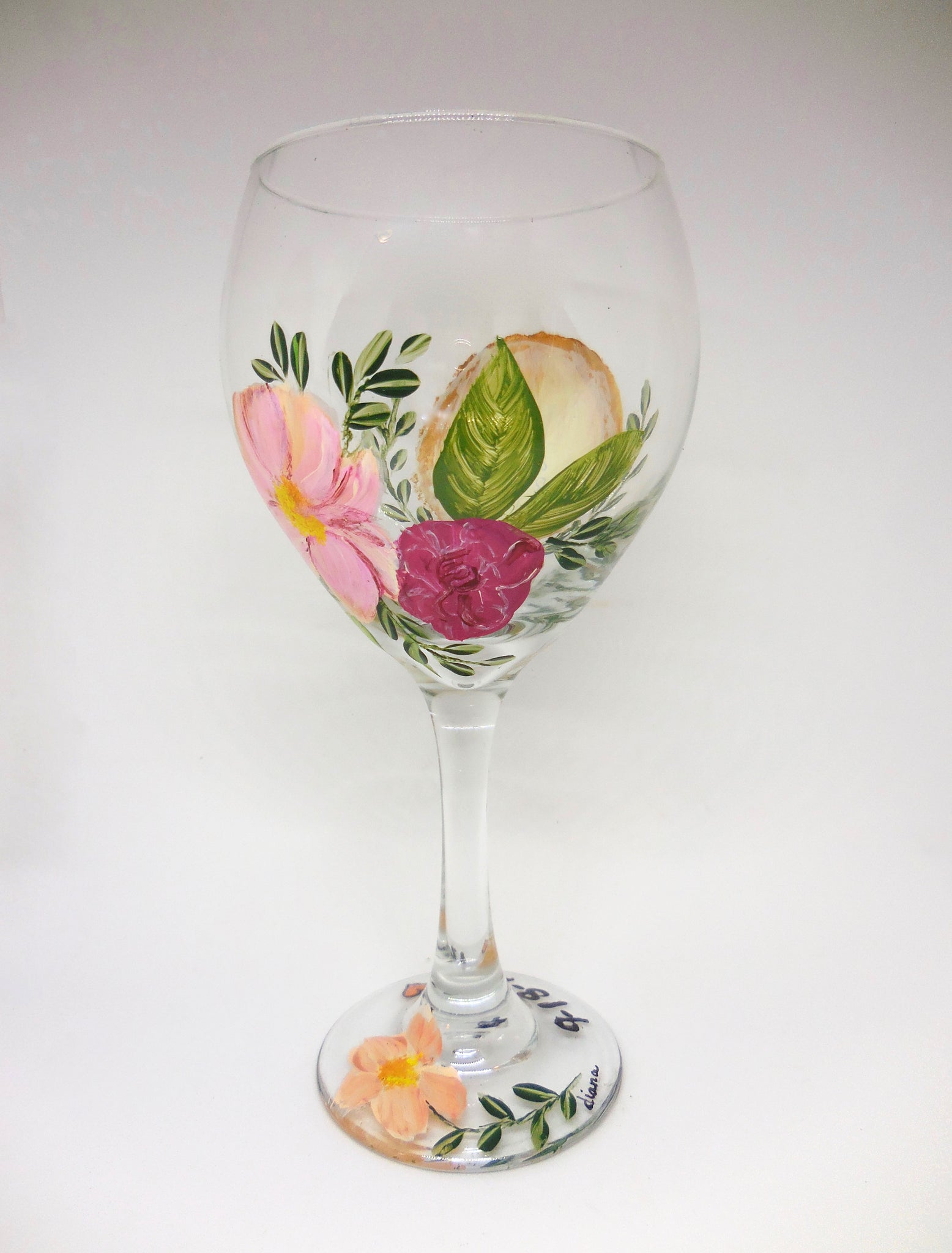 Painted Beer Can Glass Hand Painted Glassware Flower Glass 